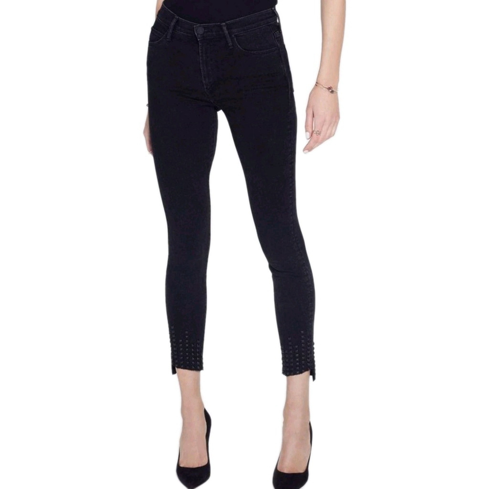 Mother Jeans Stunner Zip Ankle Black Fray Jeans Women’s Size 29 Inseam 27"